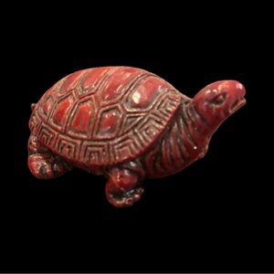 Vintage Red Resin Turtle Figure